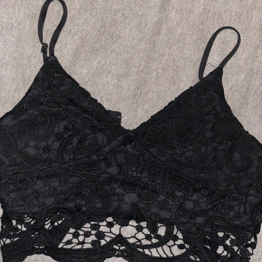 Black lace crop top